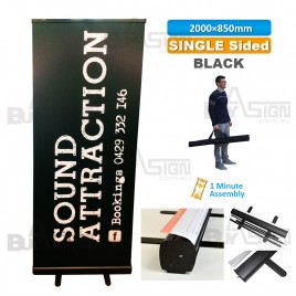 850x2000mm BLACK, Standard Pull Up Banner with Graphic